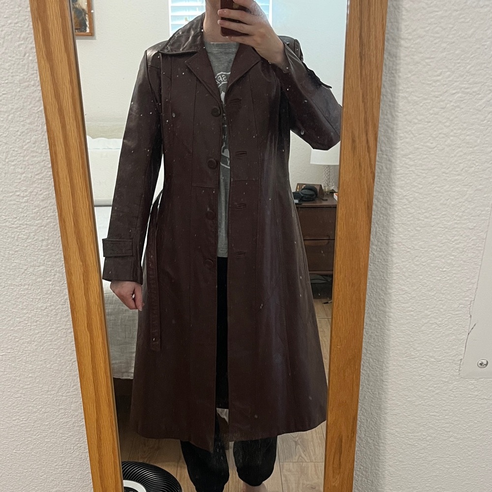 Vintage 70s Berman’s brown leather trench coat